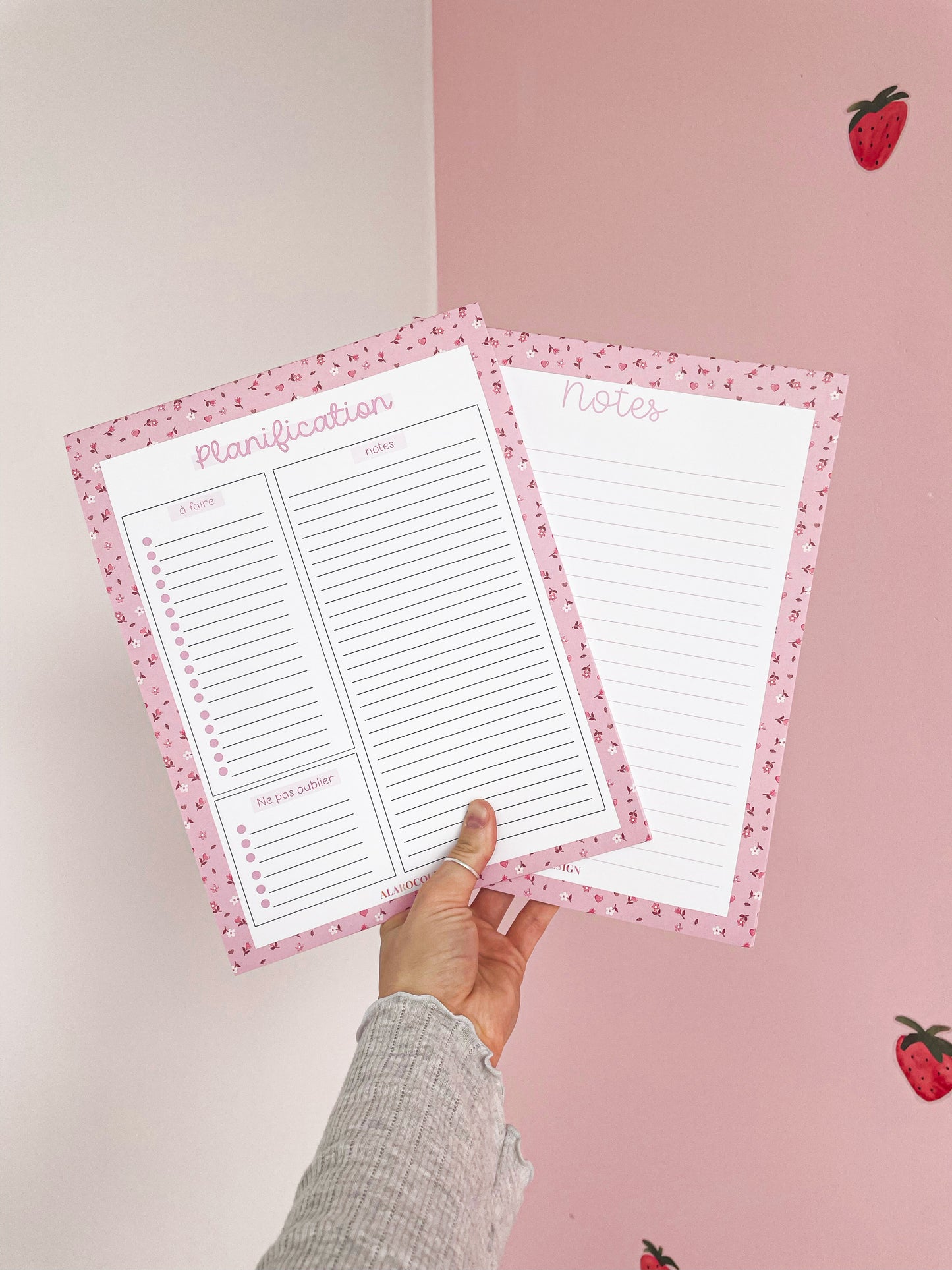 Pad de notes | Minis fleurs roses et brunes