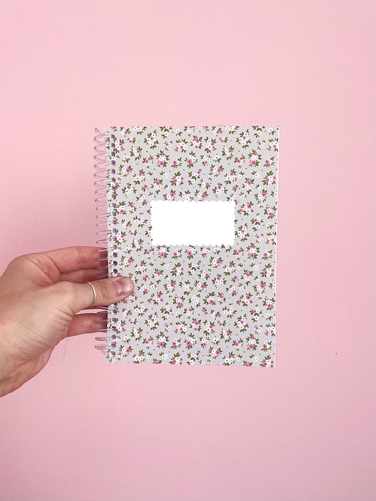 Mini cahier de notes | Sauge et fleurs fuchsia