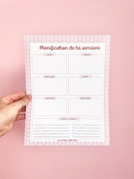 Planificateur de la semaine | Rose et marguerites