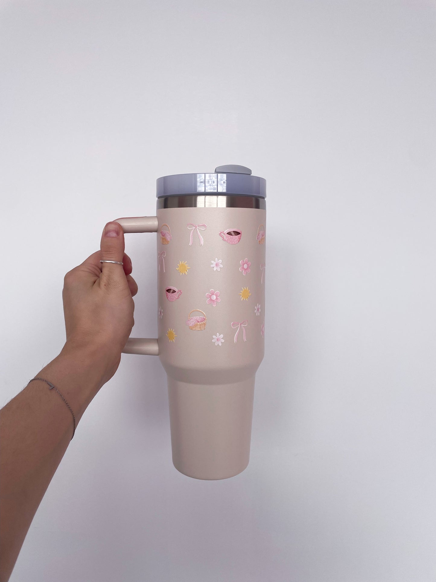 Bouteille à poignée 40 oz | Beige | Pique-nique ensoleillé