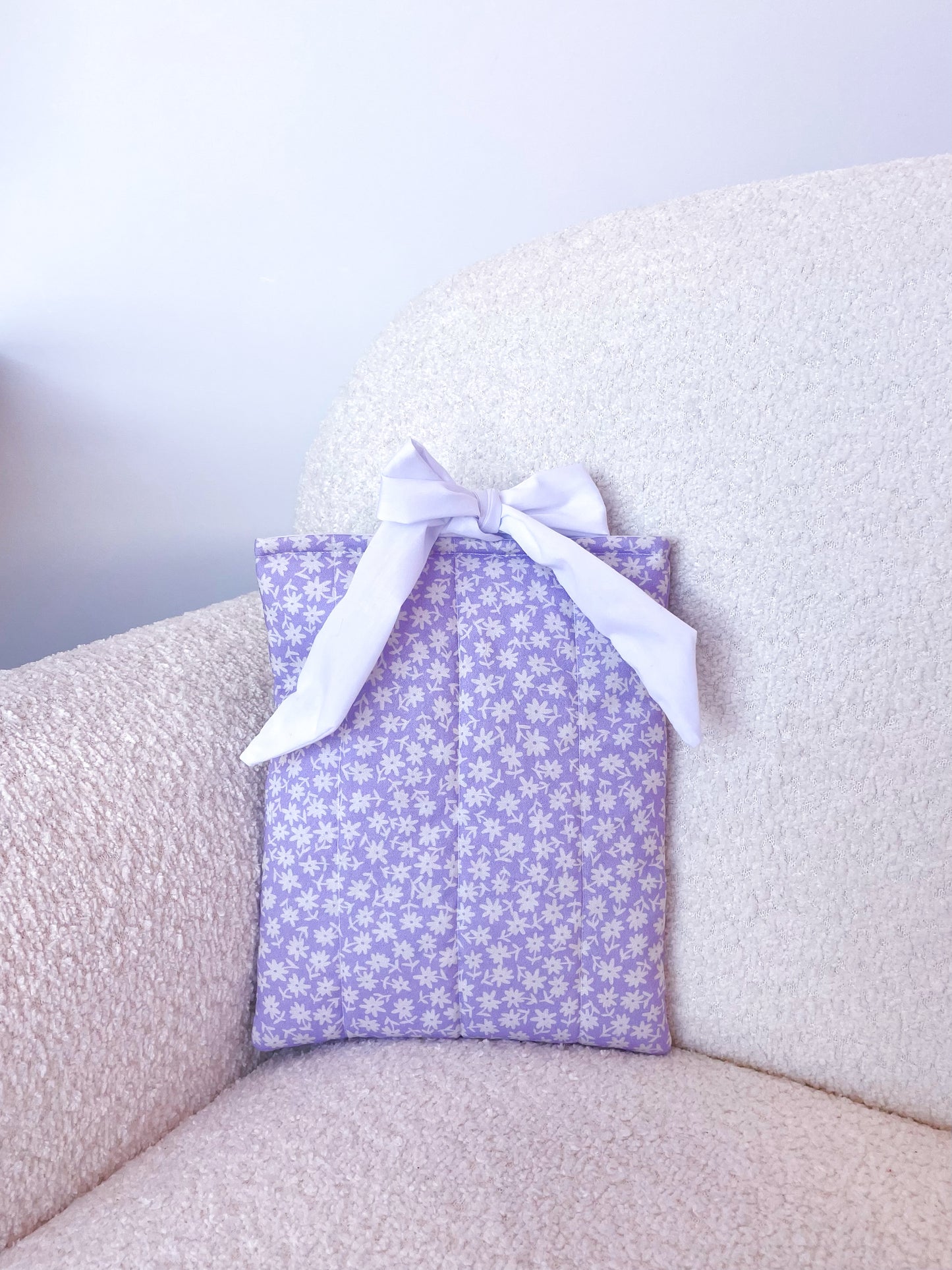 Pochette à livre ou liseuse | Mauve et marguerites