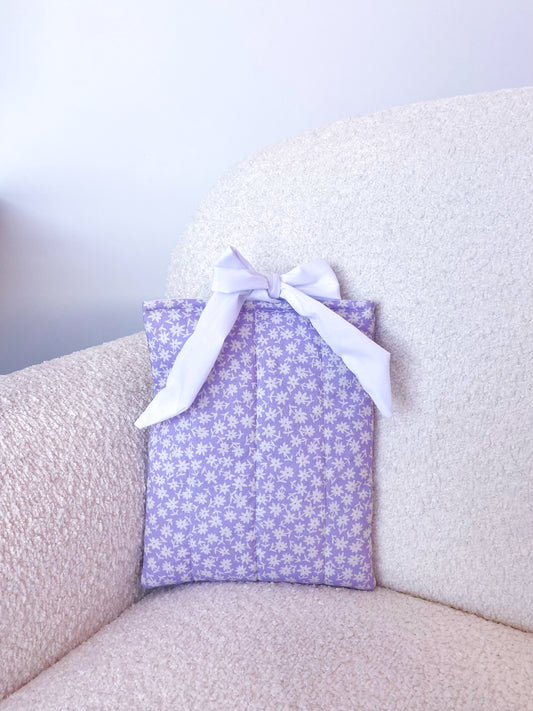 Pochette à livre ou liseuse | Mauve et marguerites