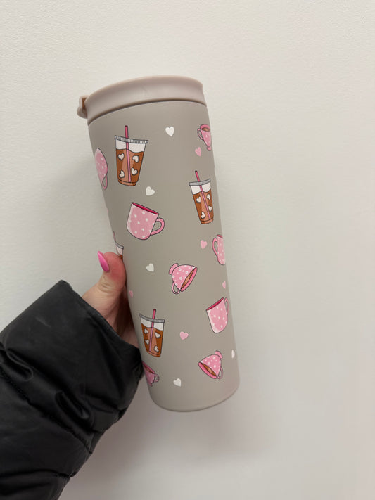 Bouteille isotherme 24 oz | Beige | Cafés et coquette