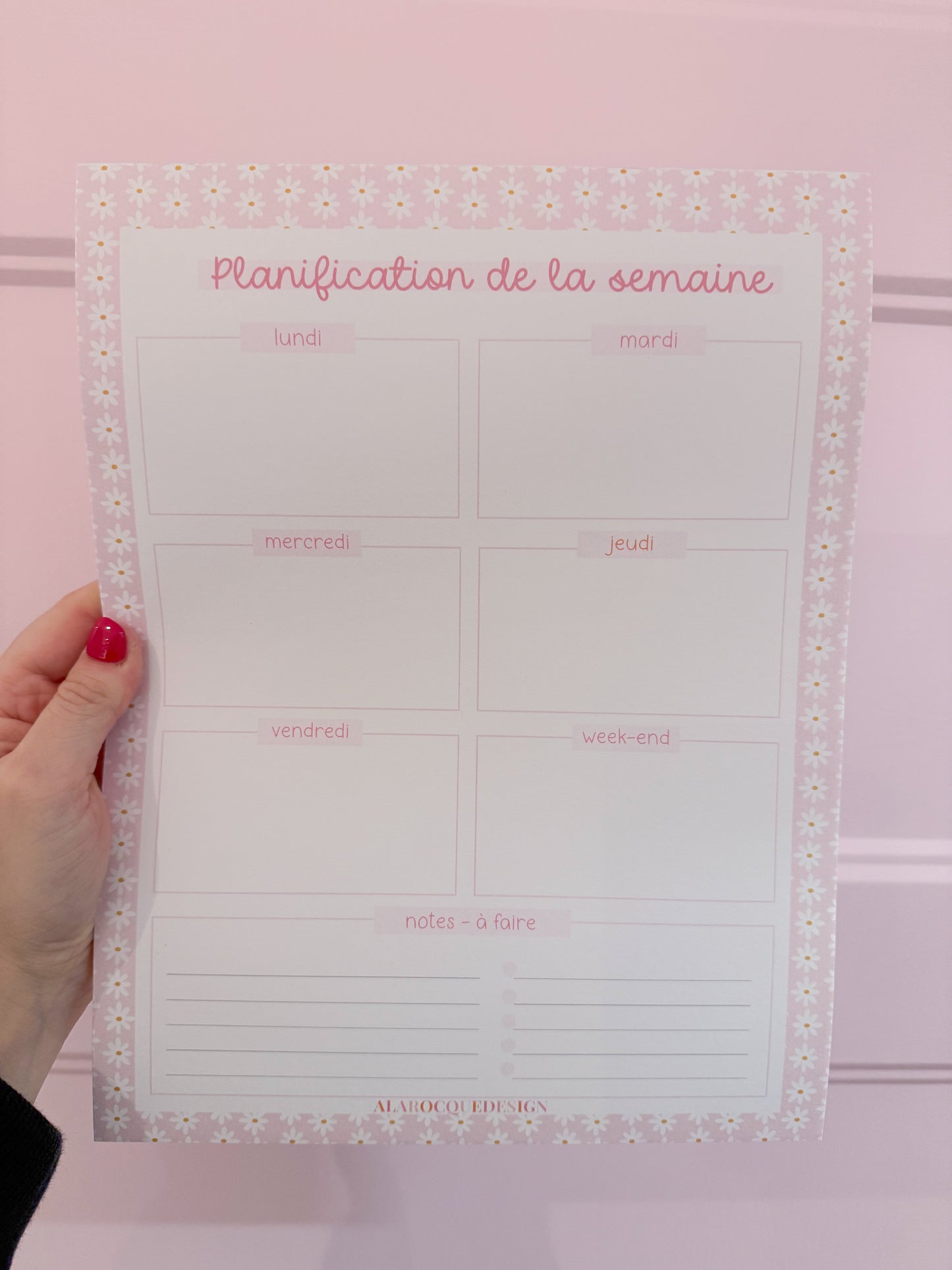 Planificateur de la semaine | Marguerite blanche sur rose