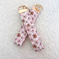 Porte-clés | Bracelet | Fleurs roses et brunes
