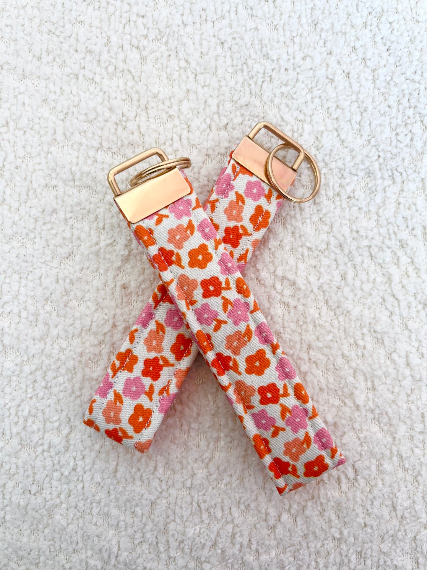 Porte-clés | Bracelet | Fleurs oranges et fuchsia