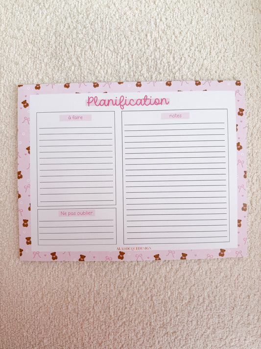 Planificateur | Oursons, boucles et fleurs