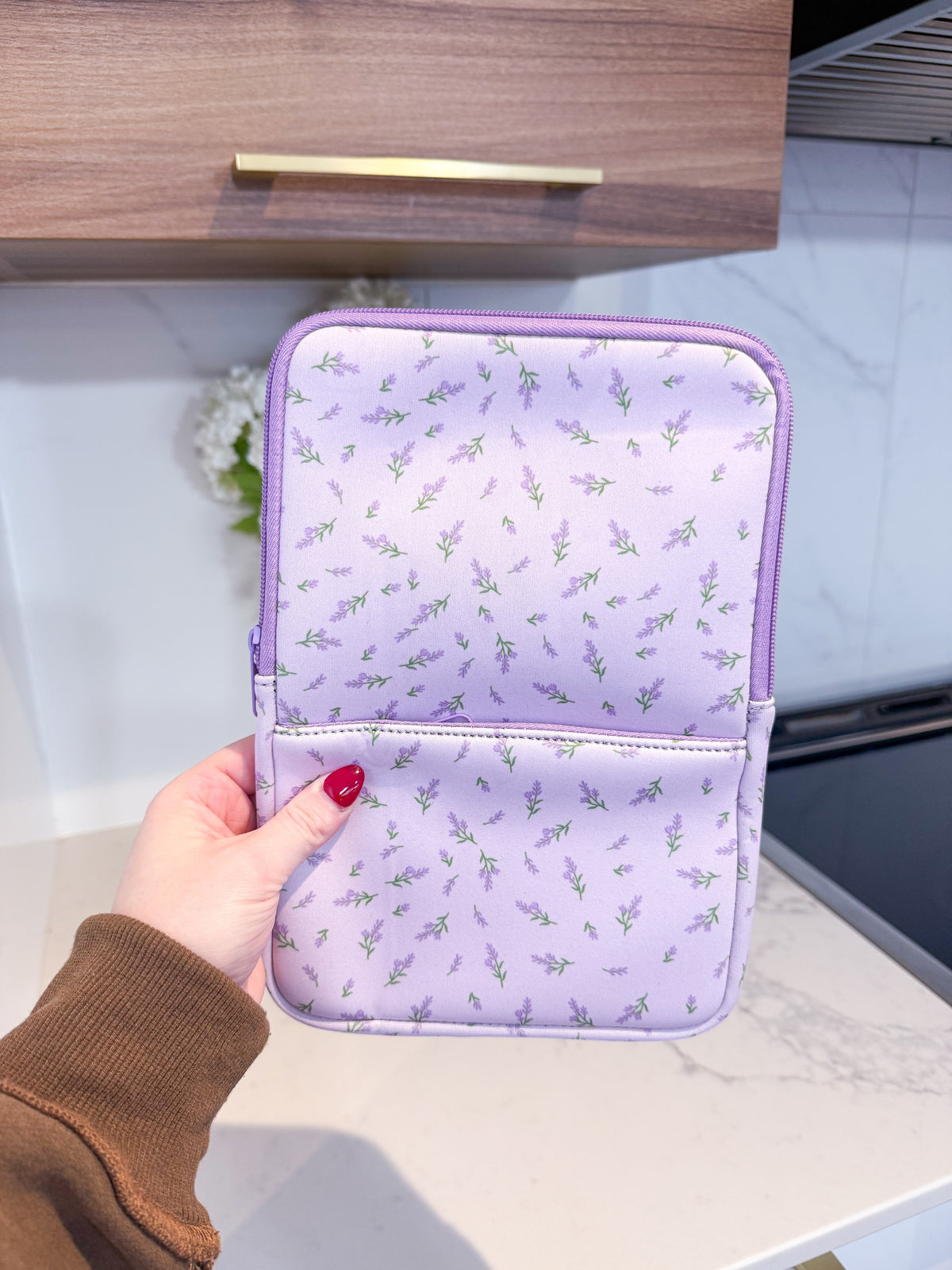 Pochette à livre ou liseuse | Néoprène | Lavandes