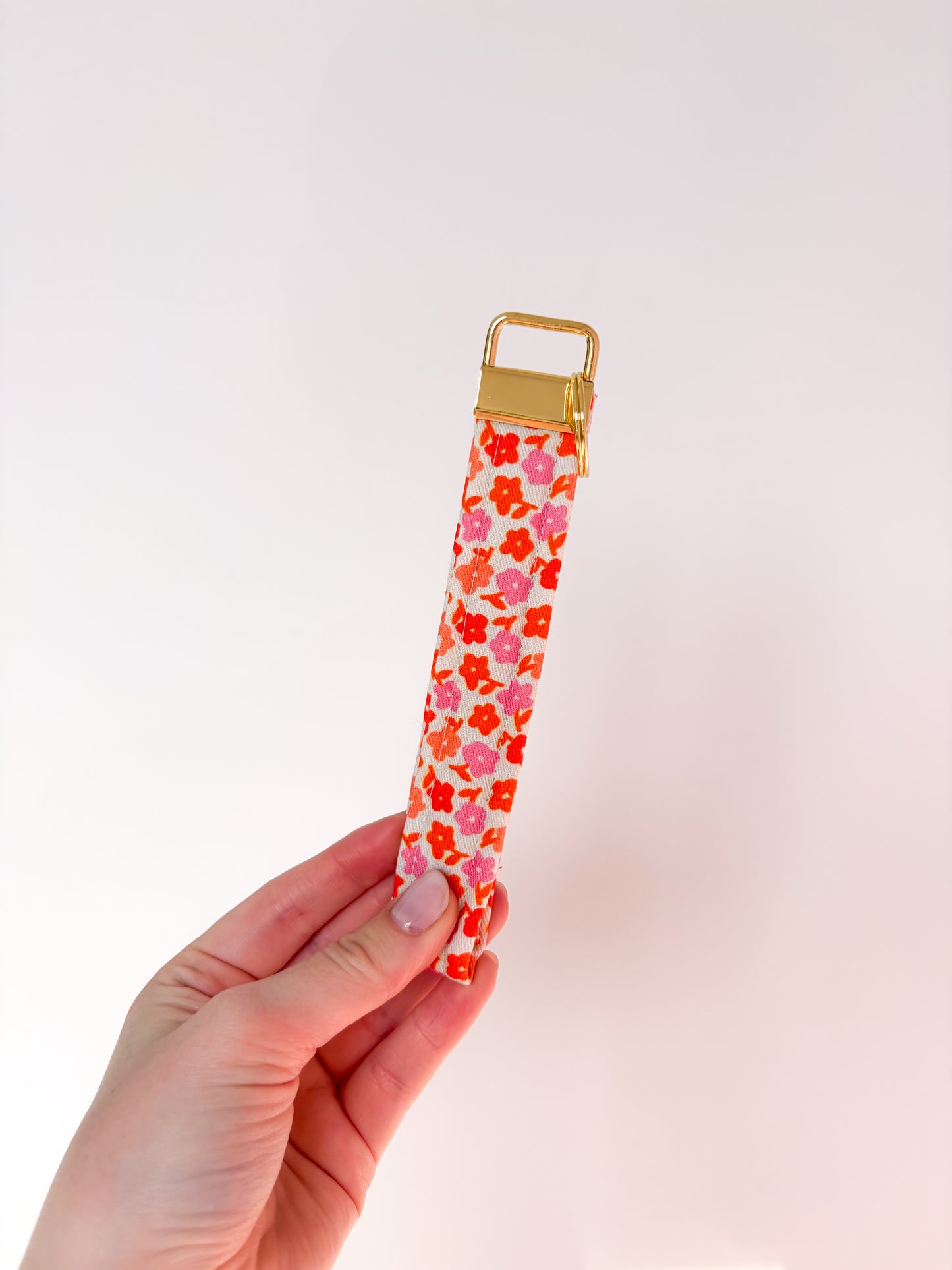 Porte-clés | Bracelet | Fleurs oranges et fuchsia