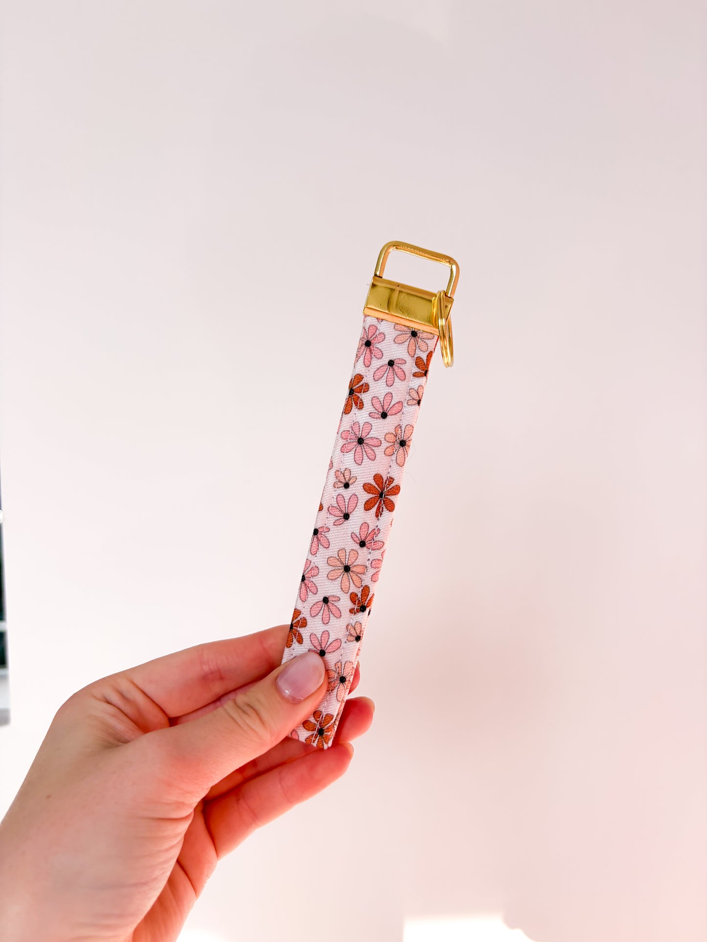 Porte-clés | Bracelet | Fleurs roses et brunes