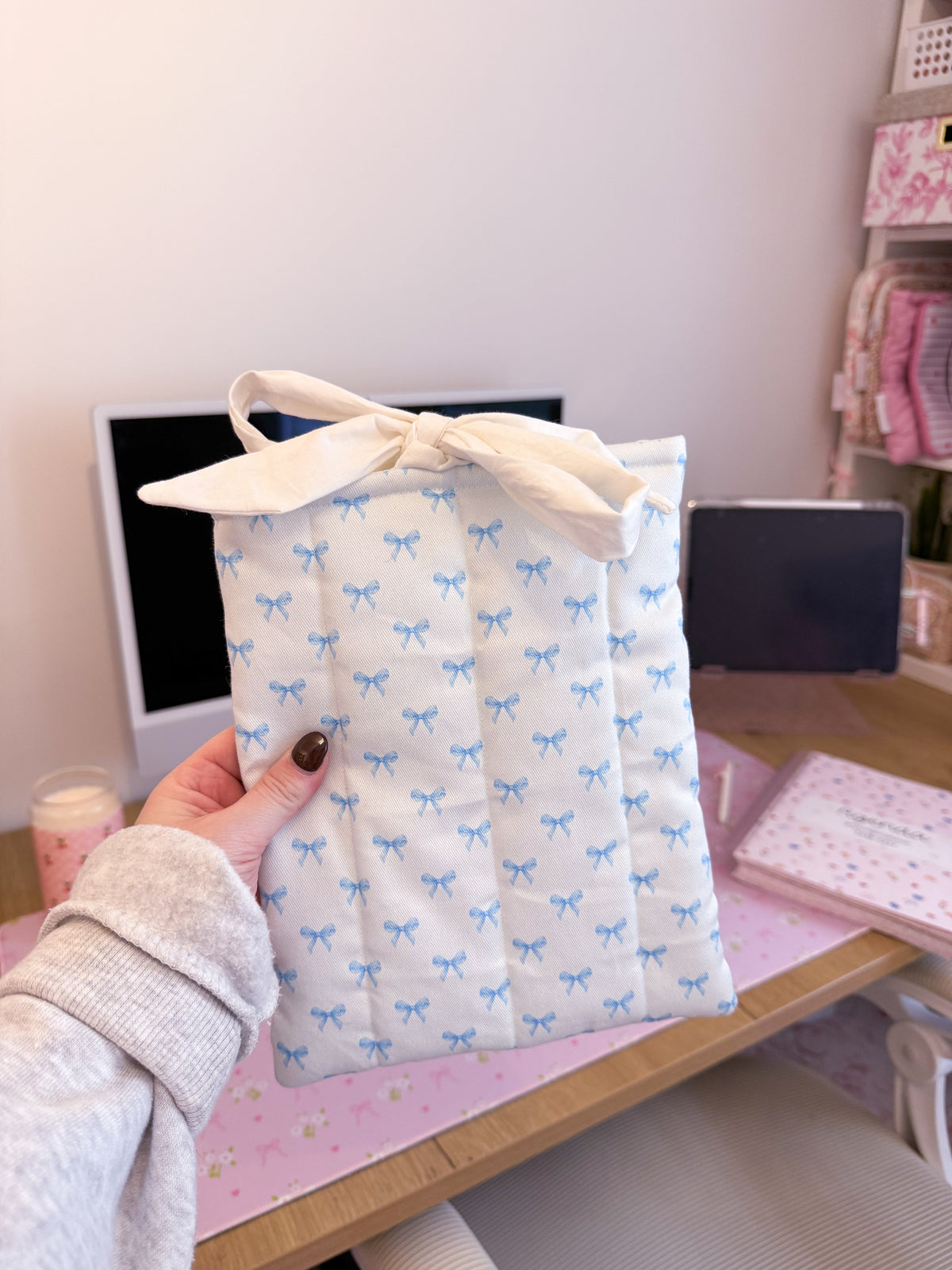 Pochette à livre ou liseuse | Boucle bleue