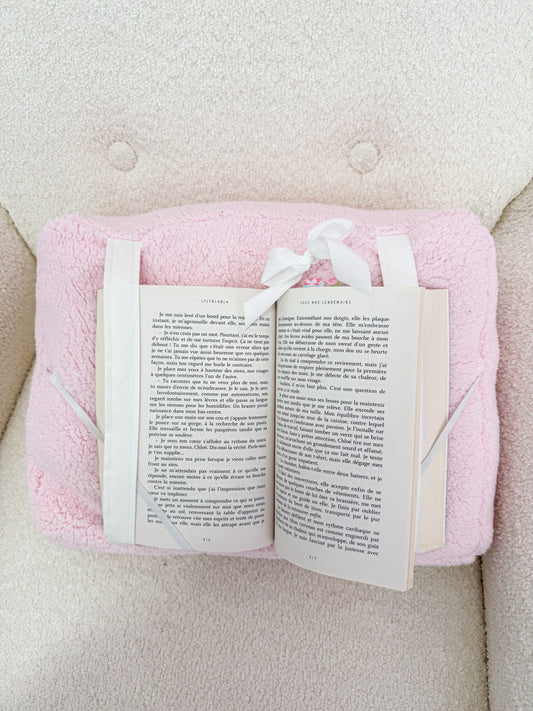 Coussin de lecture | Sherpa rose