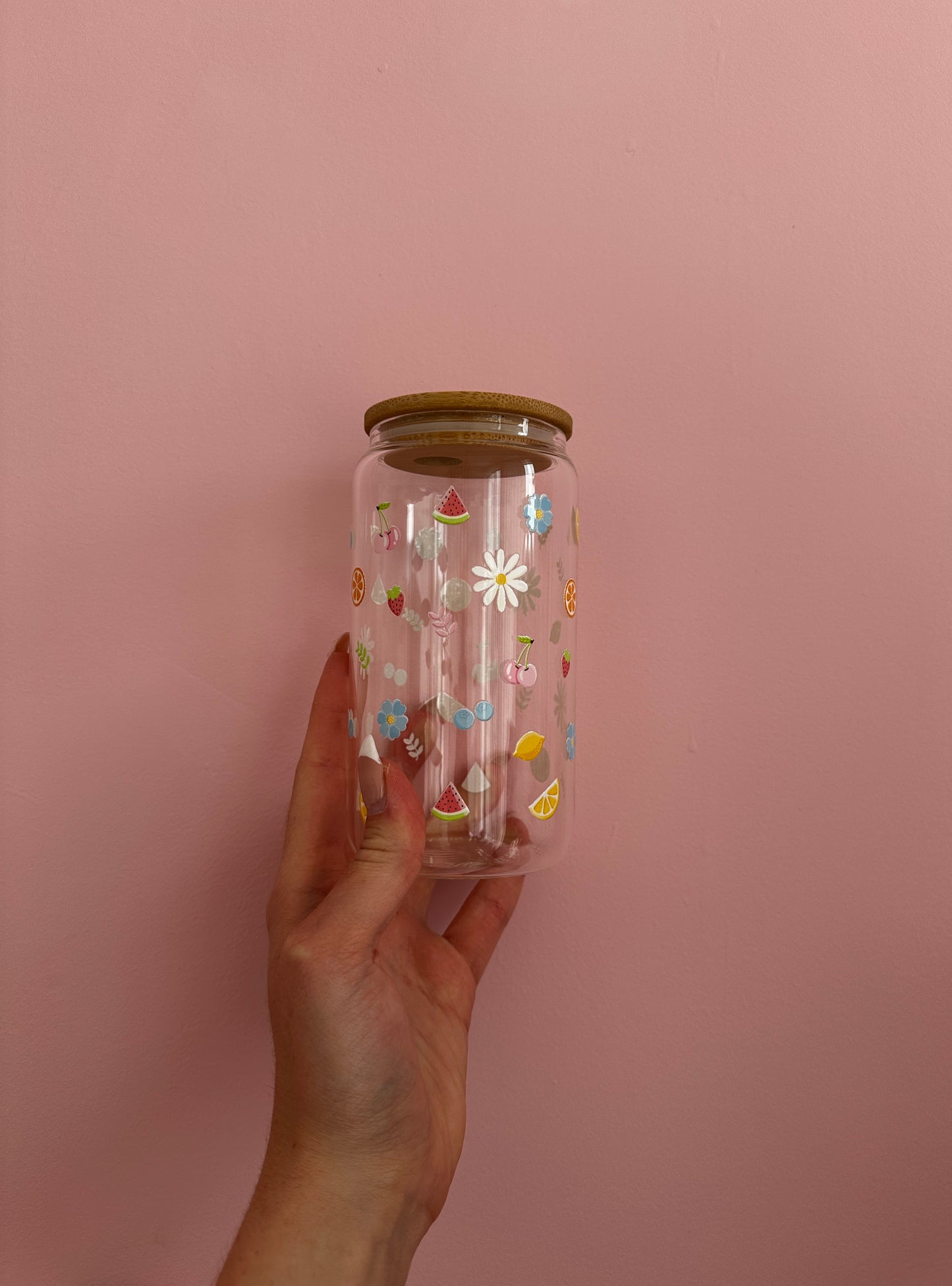 Verre 16 oz | Été | Petits fruits et fleurs d’été