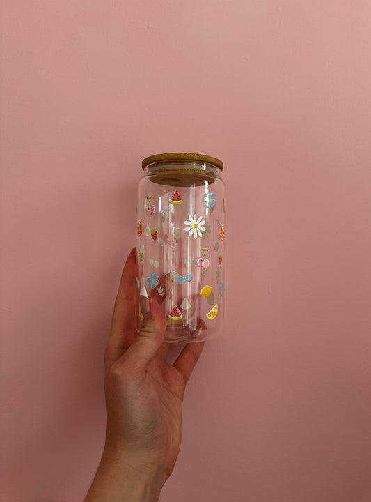 Verre 16 oz | Été | Petits fruits et fleurs d’été