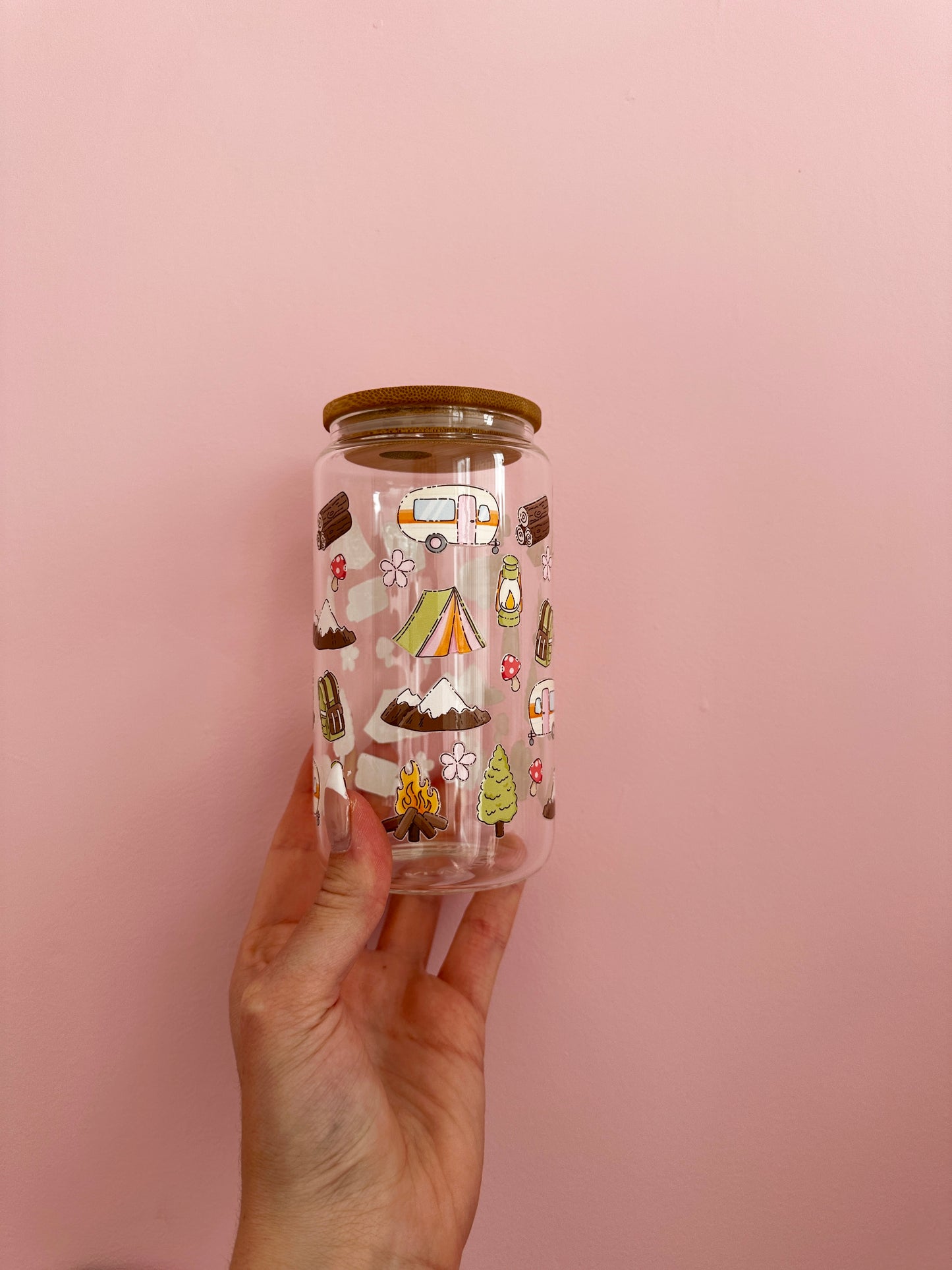 Verre 16 oz | Été | Camping vintage