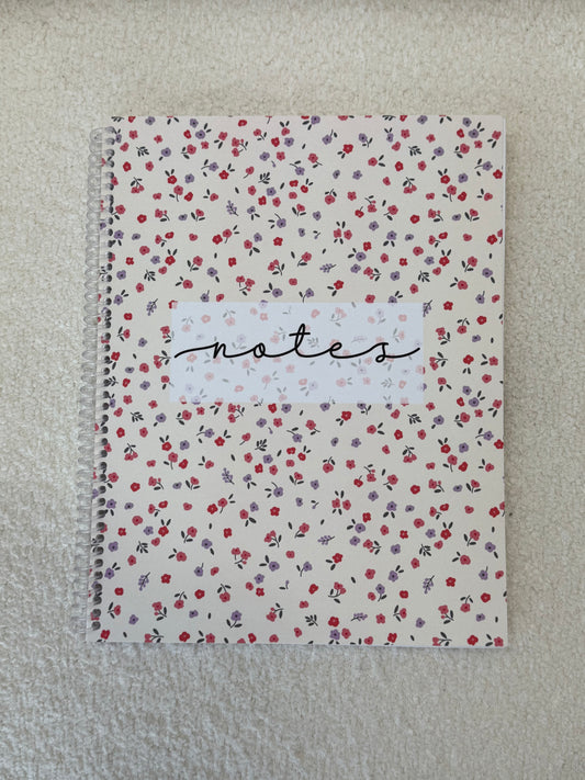 Cahier de notes | Fleurs mauves et rouges