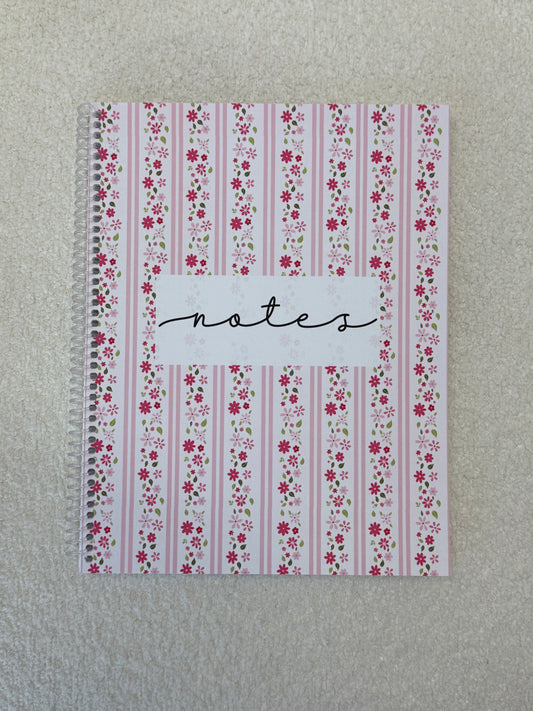 Cahier de notes | Lignes roses et fleurs