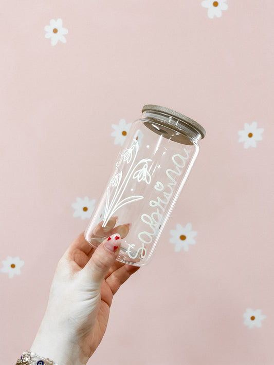 Verre 16 oz | Fleurs de naissance | Personnalisation