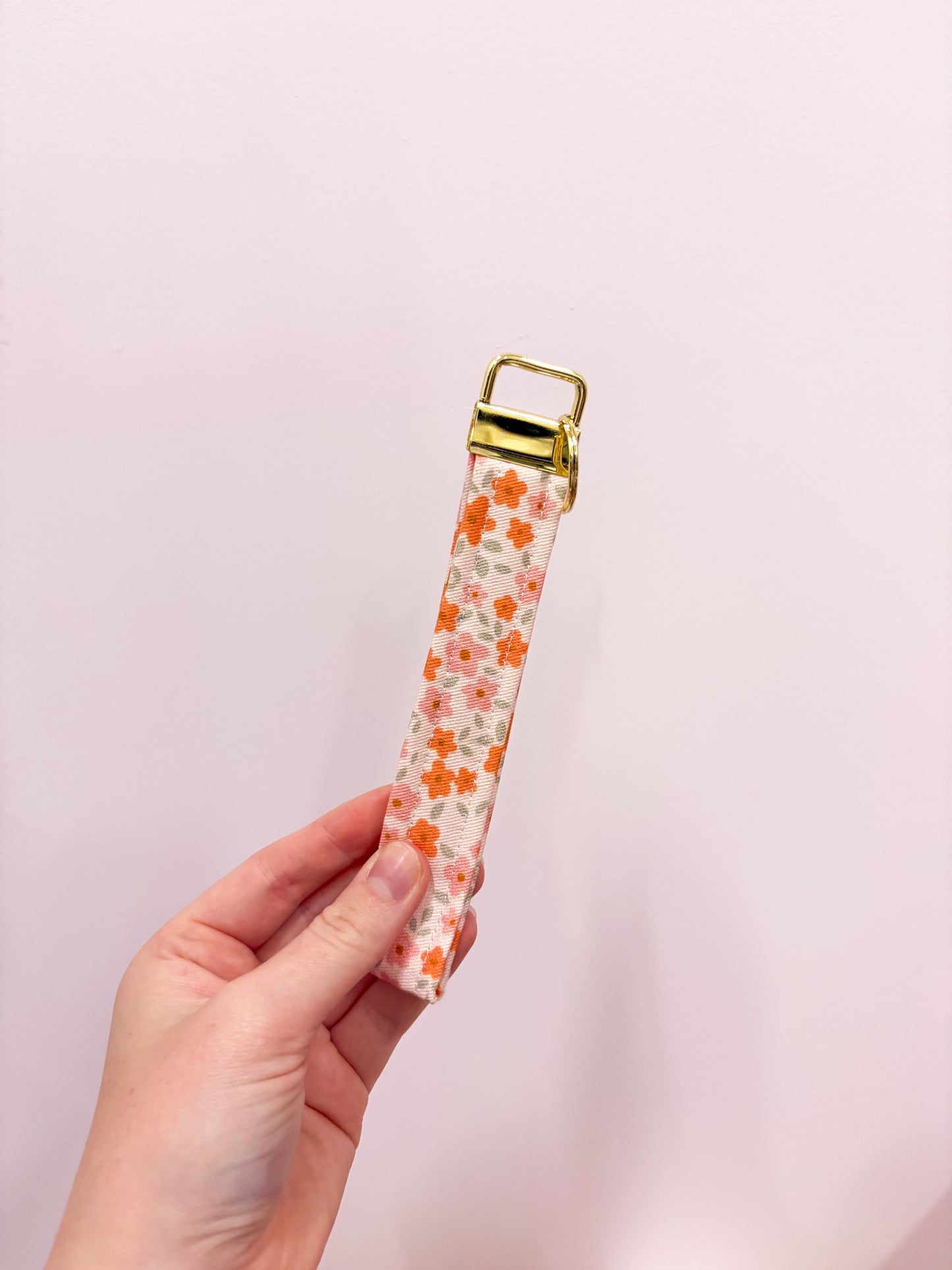Porte-clés | Bracelet | Fleurs roses et oranges