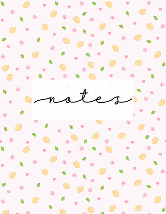 Cahier de notes | Citrons et fleurs roses