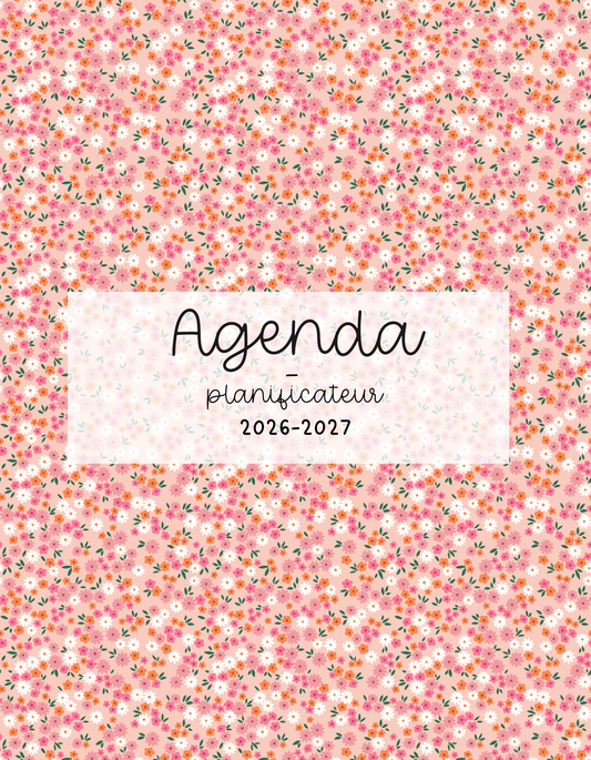 Agenda planificateur | Daté | 2026-2027 | Orangé et fleurs