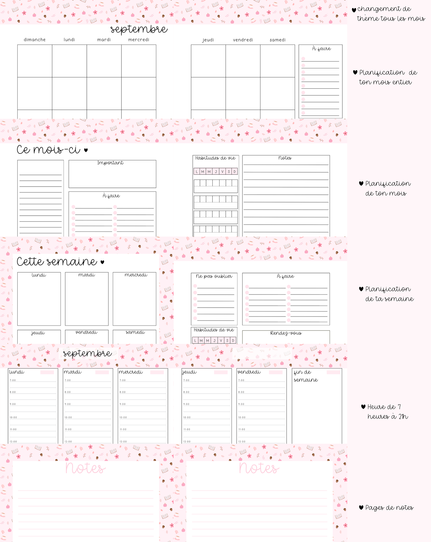 Agenda planificateur | Non-daté | Bouquets de roses